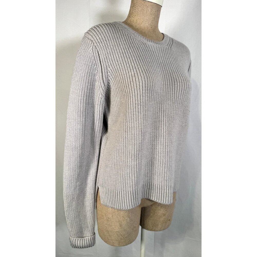 $325 Hugo Boss Cool Gray Made in Italy Pure Extra Fine Wool Sweater Women's Sz L